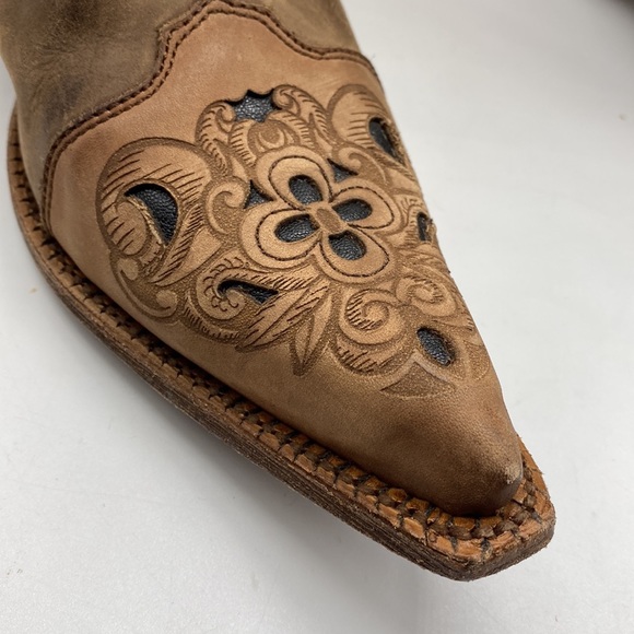CORRAL Cowgirl Western Laser Tooled Snip Toe Boots Size 10M - Picture 9 of 14